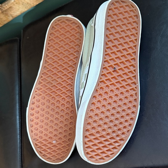 Vans Mint Green and White Checkered Slip-Ons - Picture 3 of 4